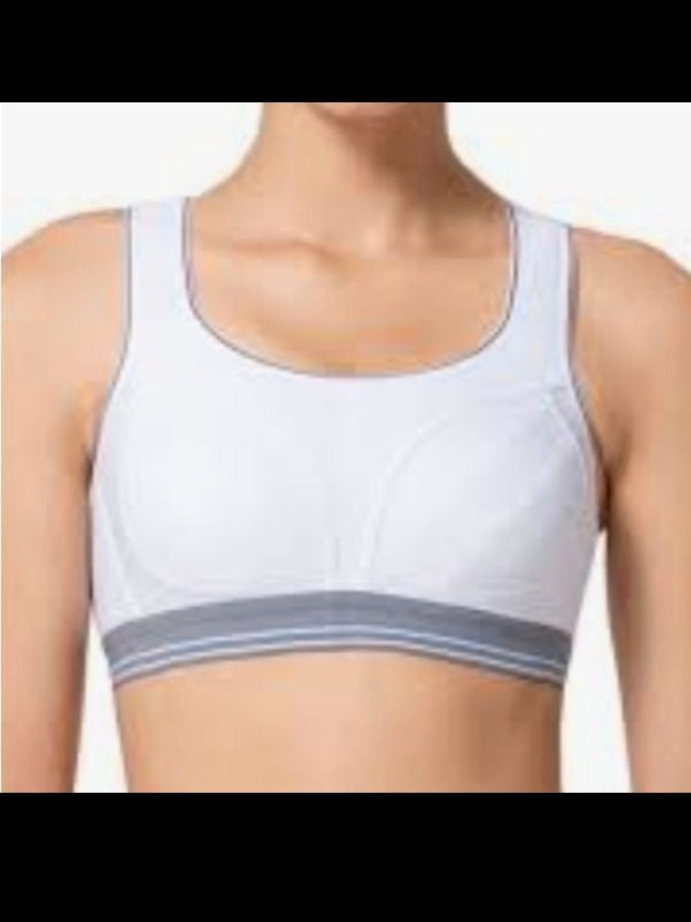 (524)Wireless Sports Bra with Gray Accent - White